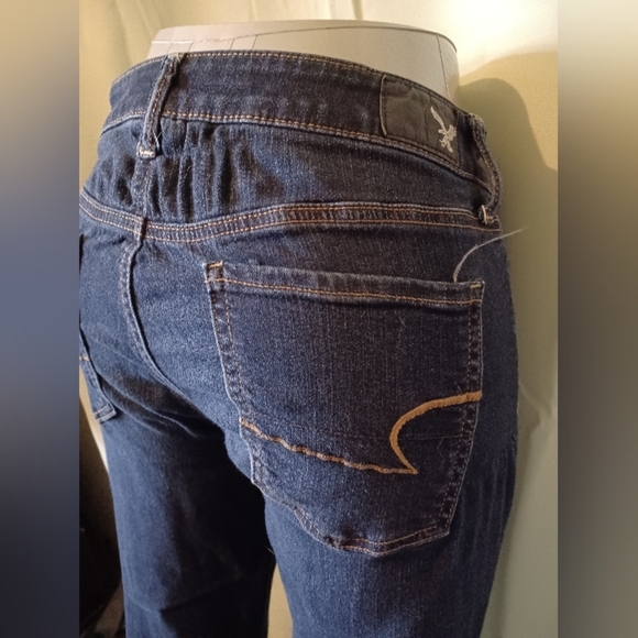 🍒 American Eagle Outfitters Blue Straight Jeans Classic Fit - Picture 2 of 9